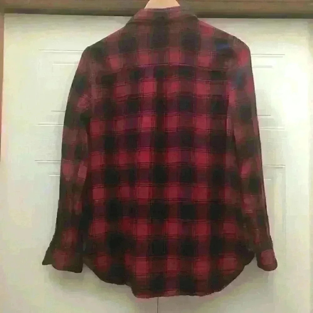 Madewell Plaid Shirt Button Up Long Sleeve Red Black  Size Small - Picture 10 of 10